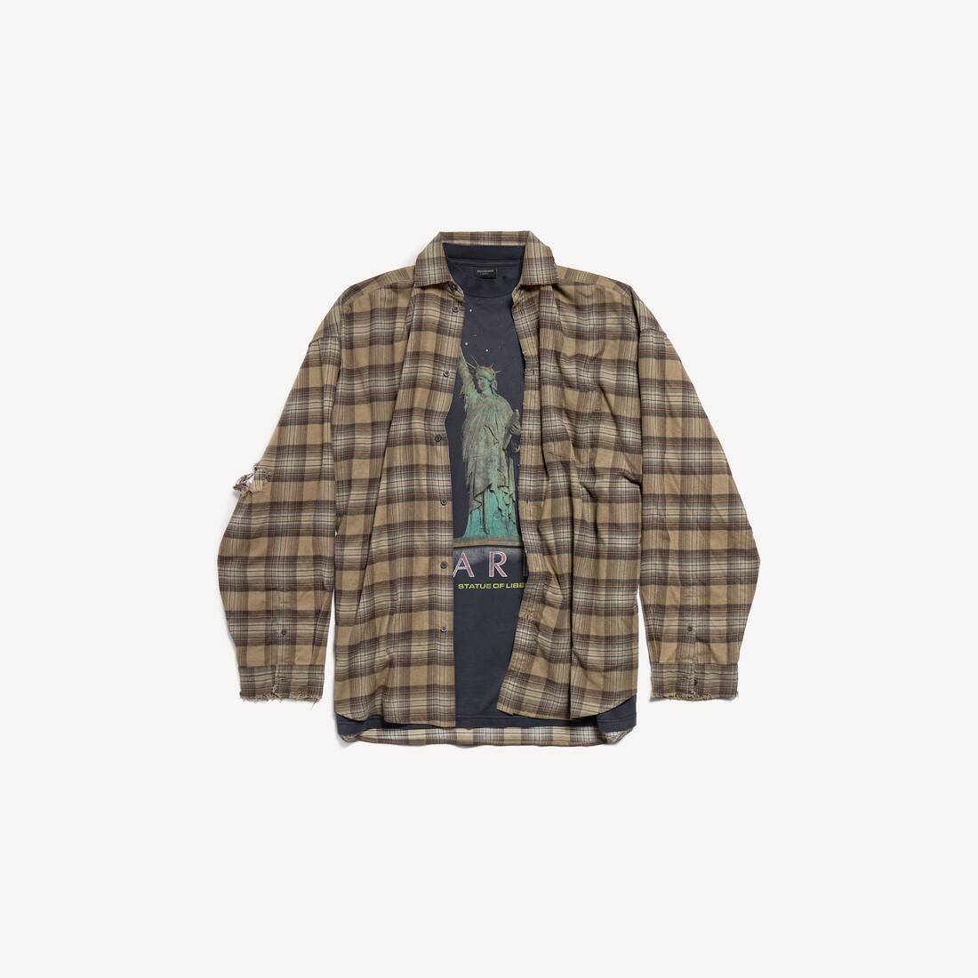 Men's Paris Liberty Layered Shirt Oversized in Dark Green