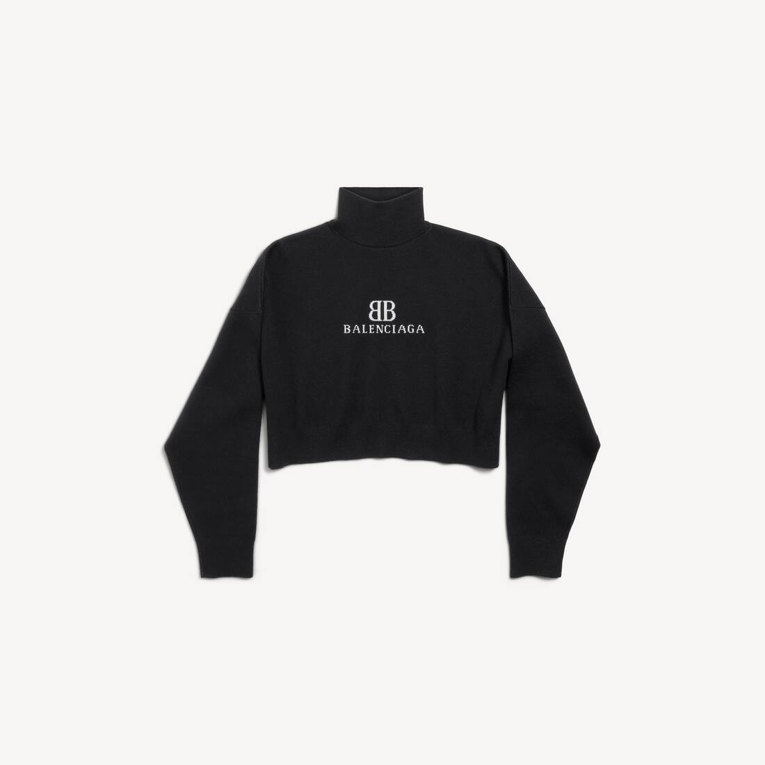 Women's Cropped Highneck in Black/white