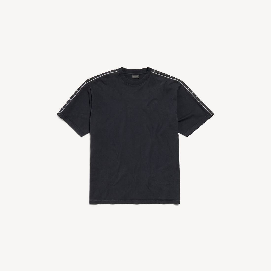 Men's Stripe T-shirt Medium Fit in Faded Black