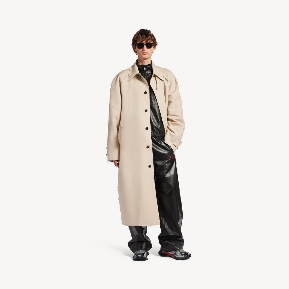 Men's Raw Edge Carcoat in Beige