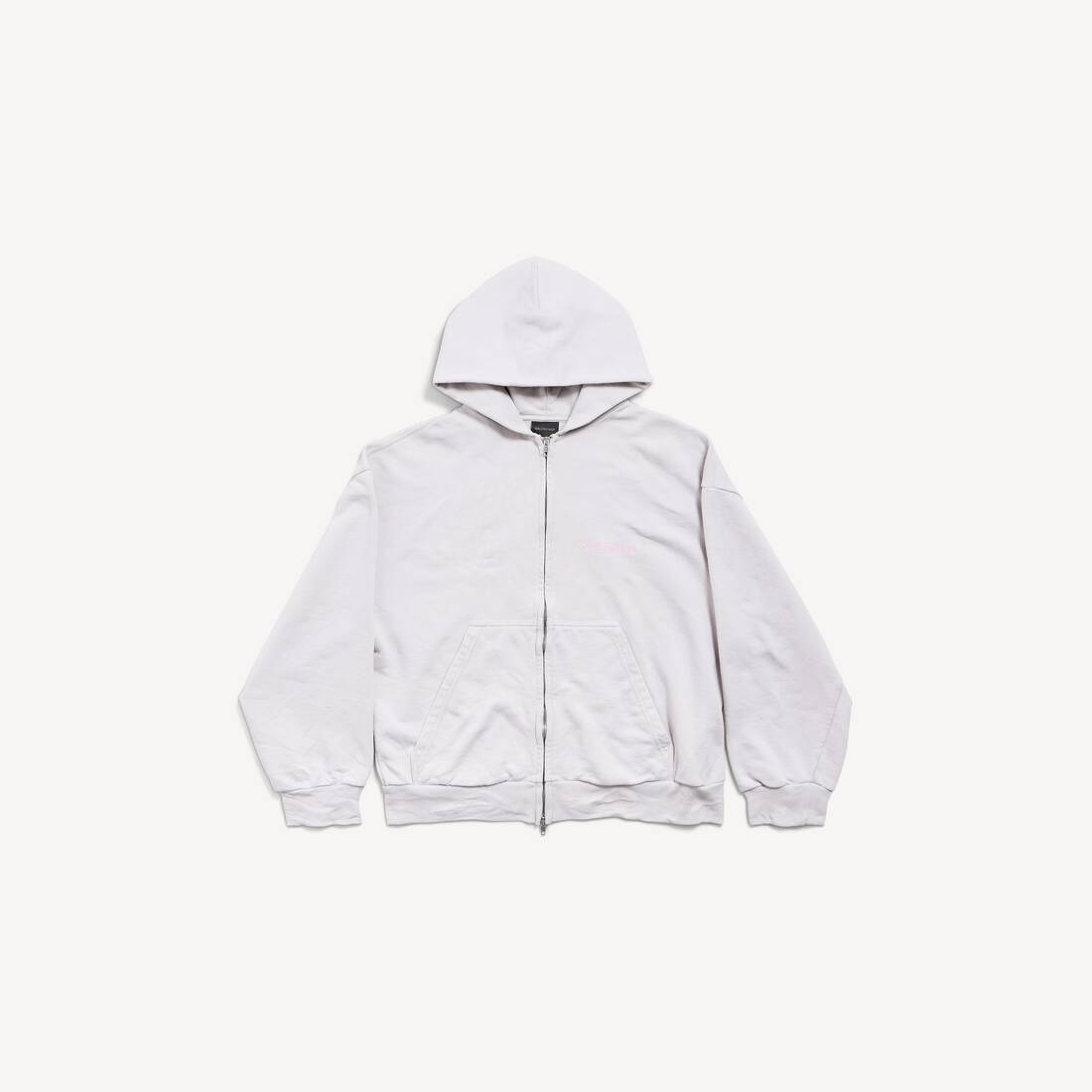Men's Balenciaga Back Zip-up Hoodie Regular Fit in Dirty White/baby-pink