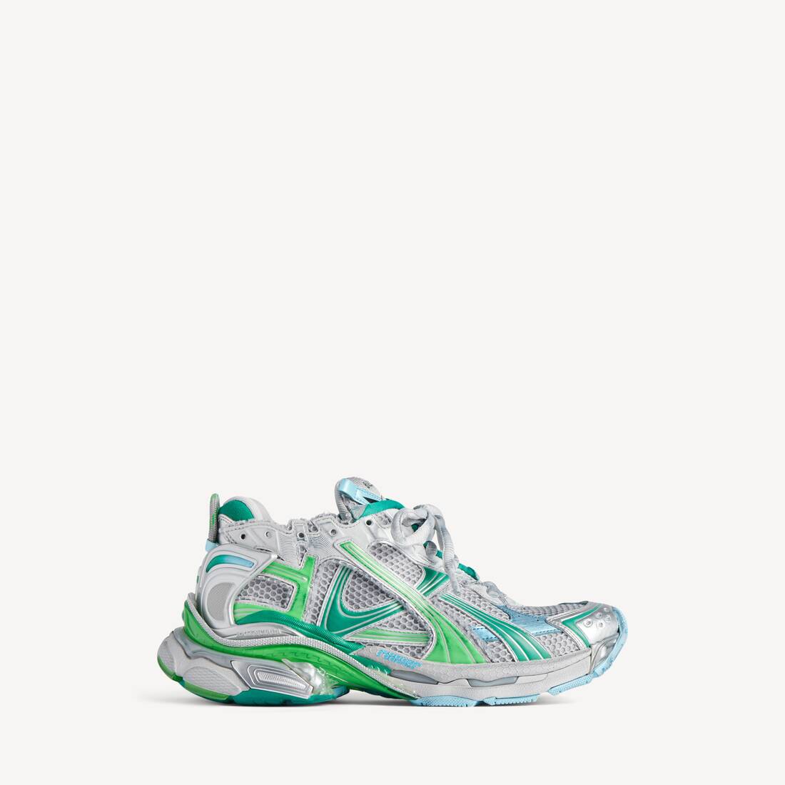 Men's Runner Sneaker in Grey/green/blue