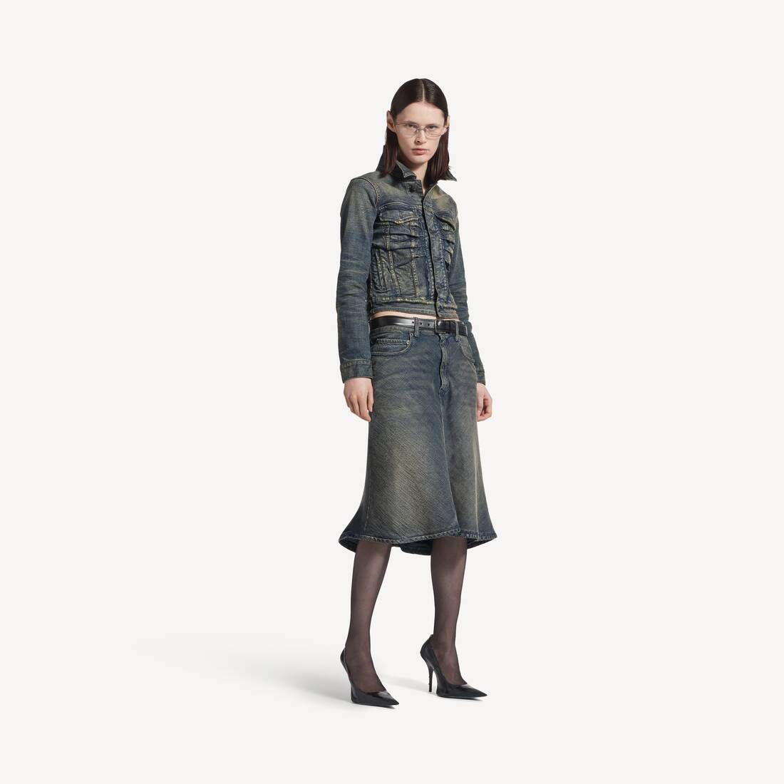 Women's Ruched Denim Jacket in Blue