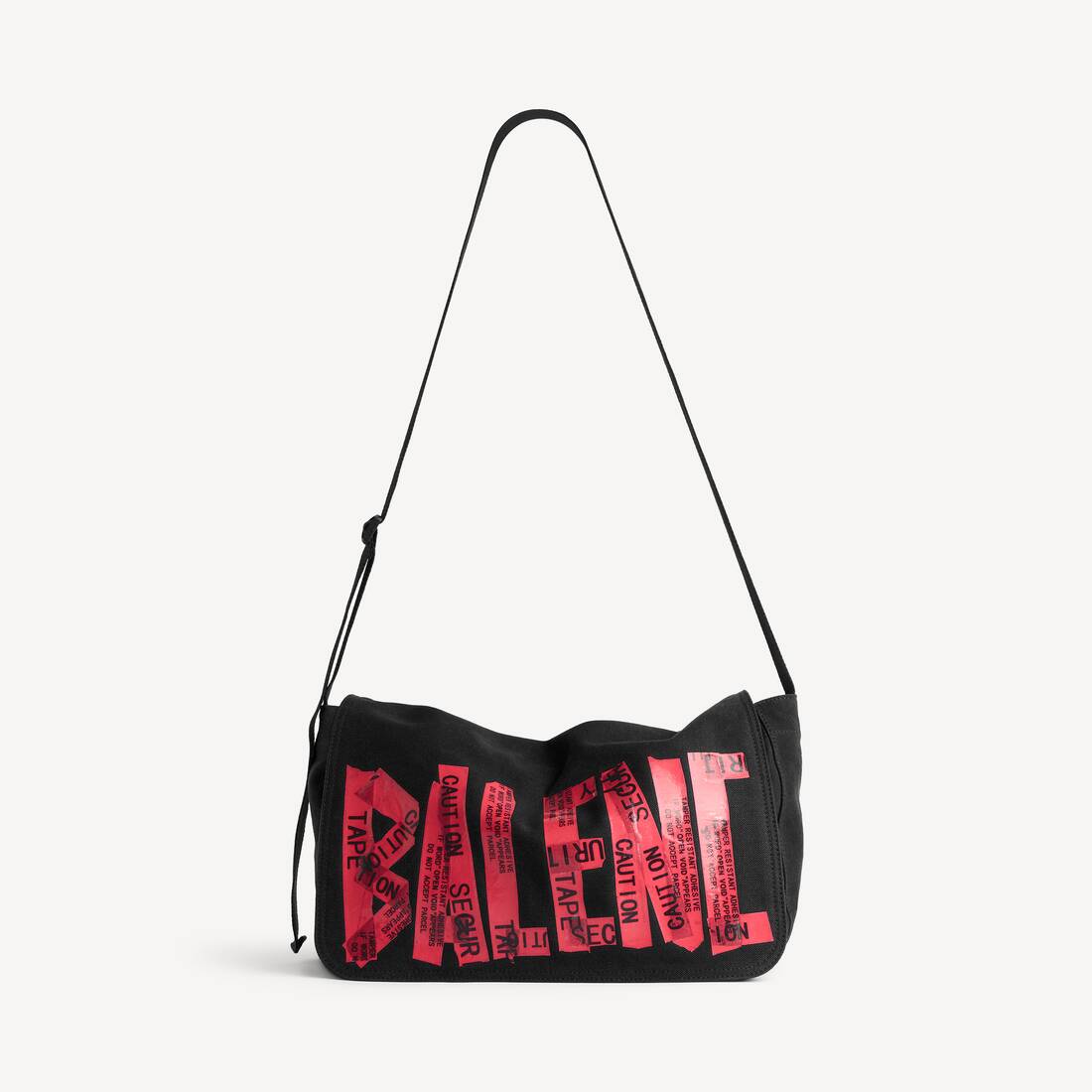 Men's Tape Type Flap Messenger Bag Small in Black/red