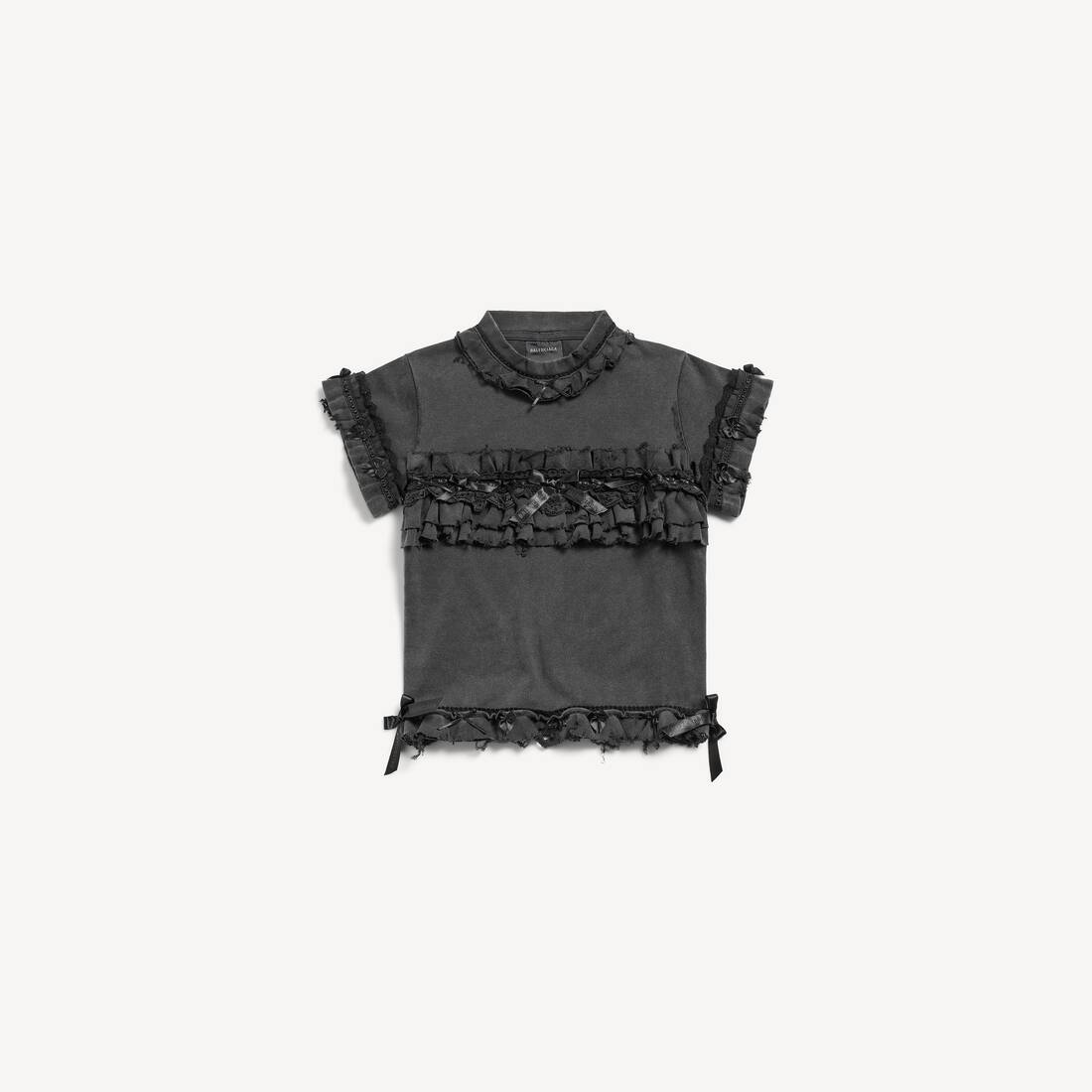 Women's Ruffle T-shirt in Washed Black