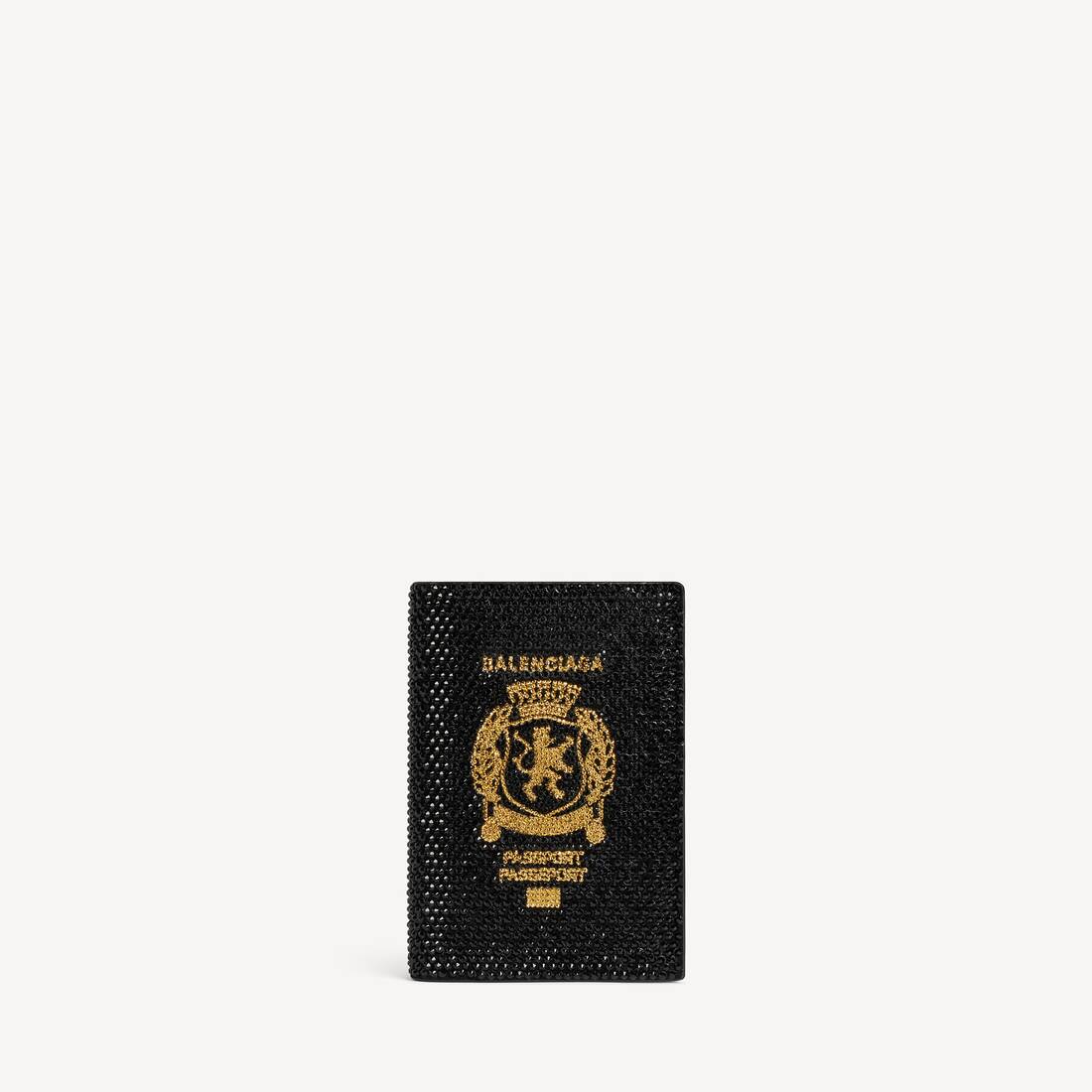 Men's Passport Holder With Rhinestones in Black