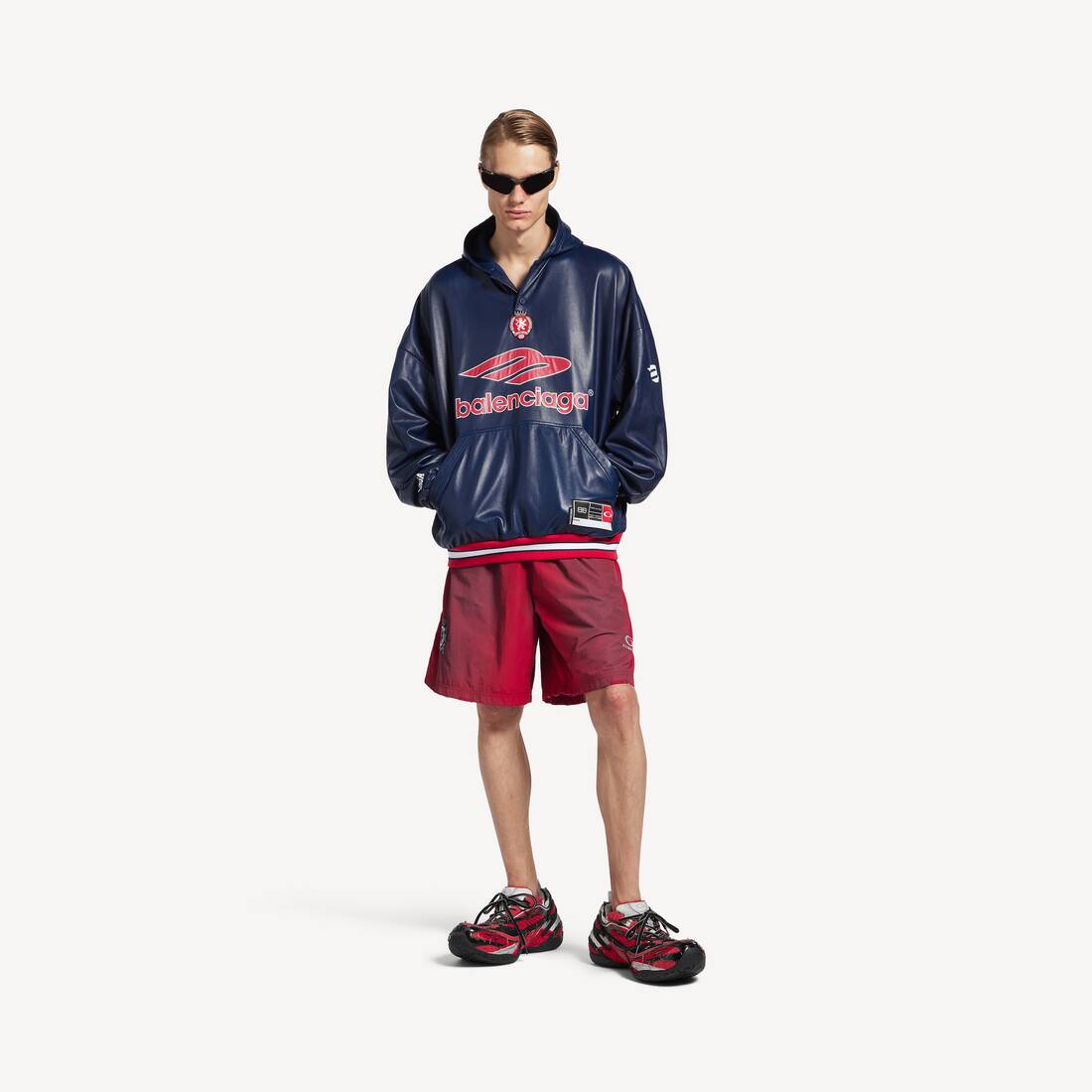Men's 3b Football Polo Hoodie in Dark Navy