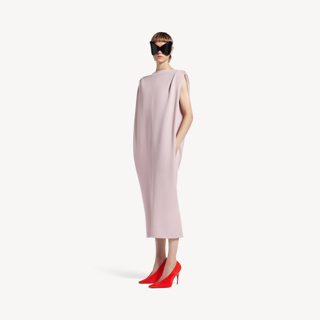 Women's Midi Sack Dress in Dusty Pink