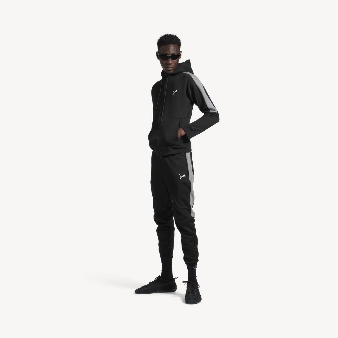 Balenciaga I Puma Hooded Tracksuit Jacket in Black/dark Heather Grey