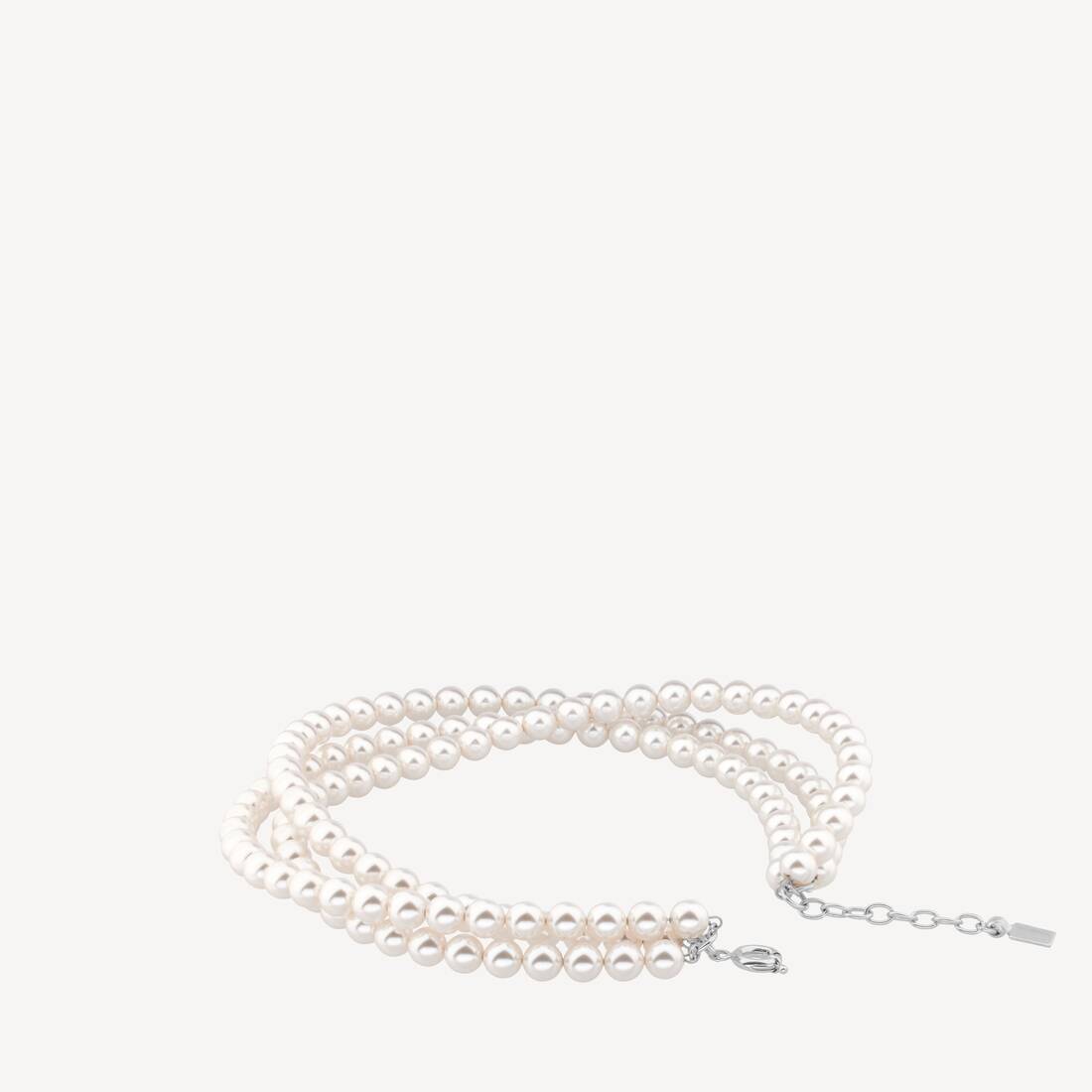 Women's Pearl 3-row Choker in Shiny Silver/white