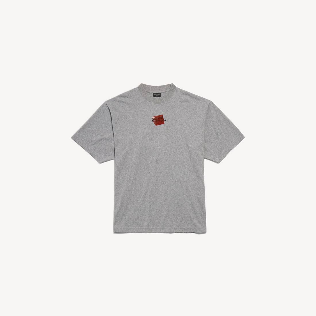Men's Taped Balenciaga Back T-shirt Medium Fit in Heather Grey/black/red