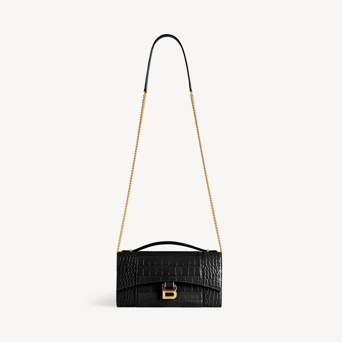 Women's Hourglass Pochette With Chain in Black