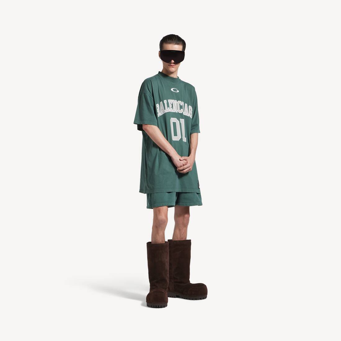 Men's Basketball Oversized T-shirt in Dark Green/light Green