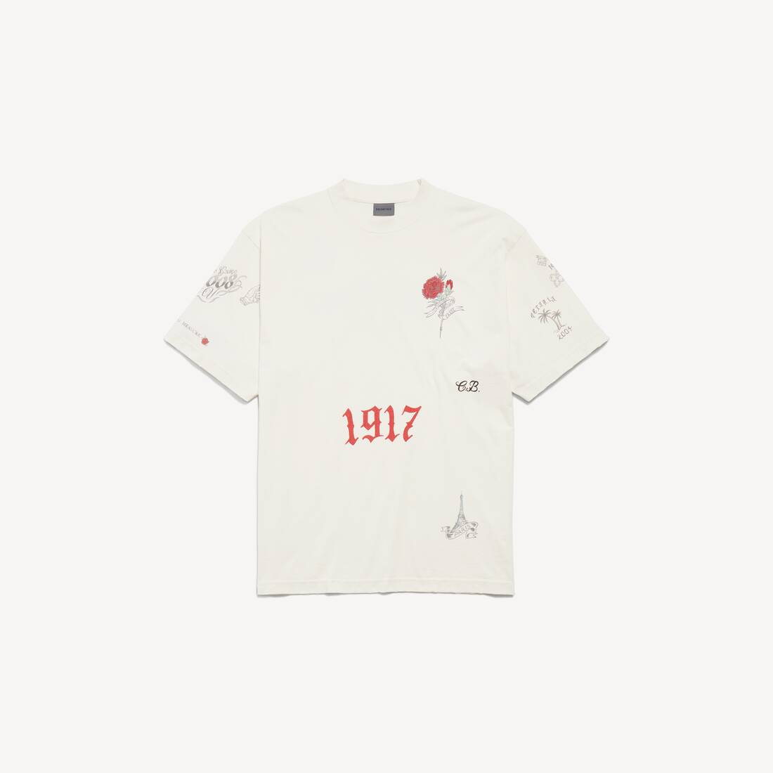 Men's Tattoo T-shirt Medium Fit in Cream
