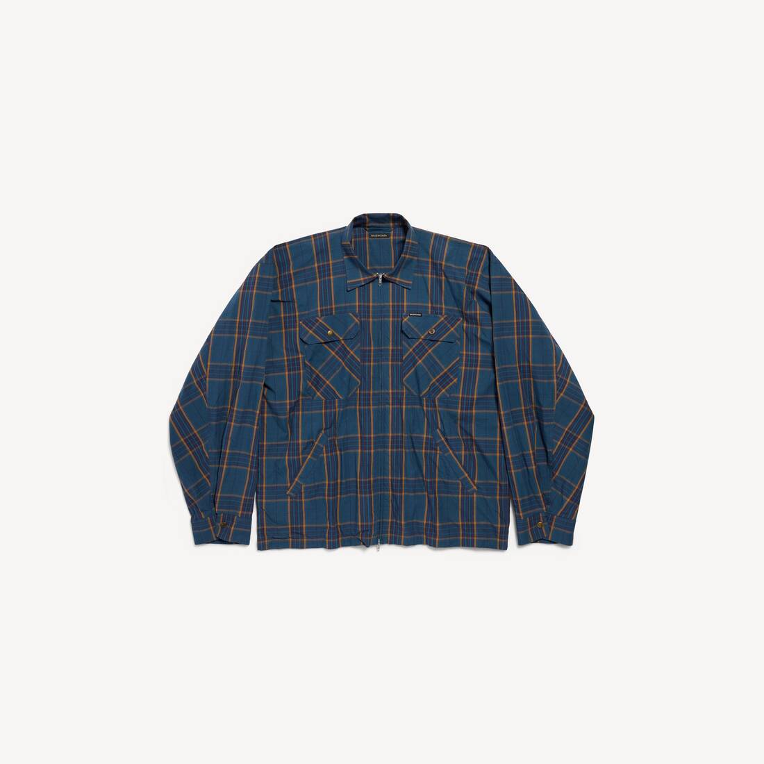 Men's Zip-up Shirt in Blue/orange