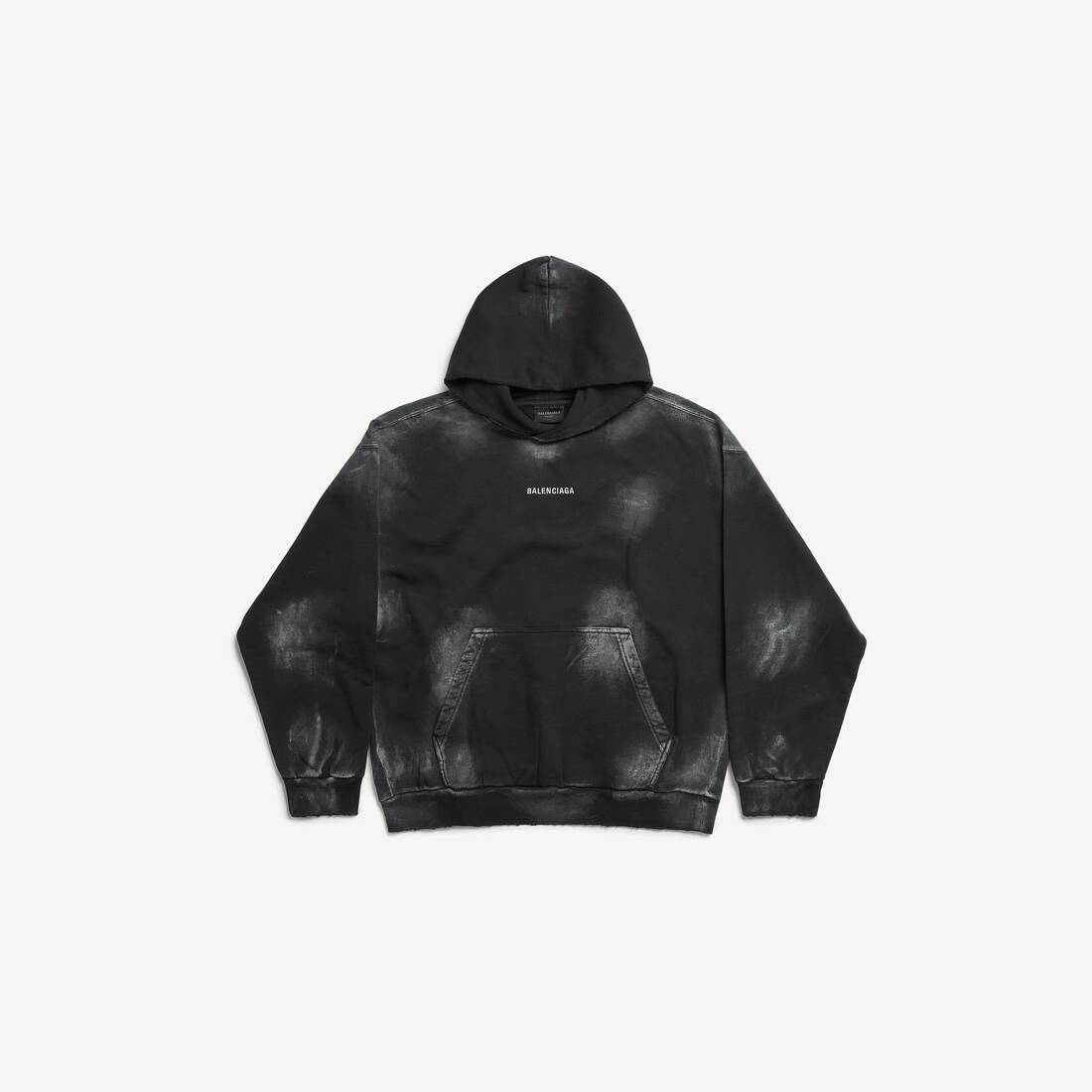 Men's Balenciaga Back Hoodie Medium Fit in Faded Black/white