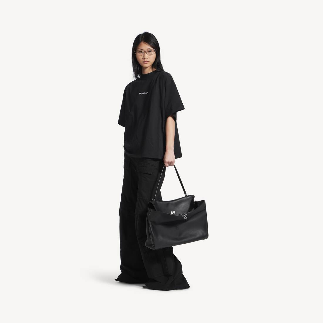 Women's Balenciaga Back Cropped T-shirt in Black/white