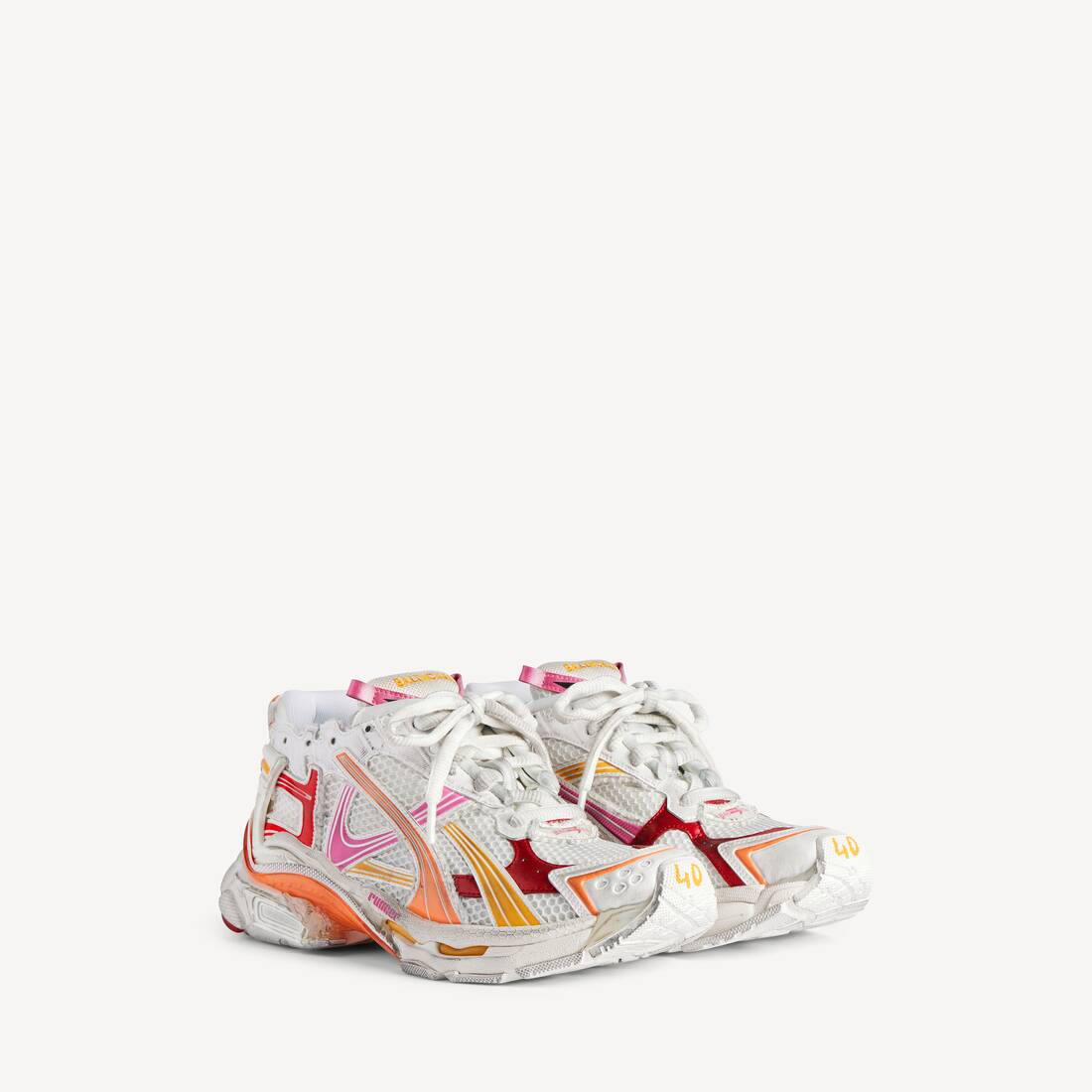 Women's Runner Sneaker in White/orange/pink/red