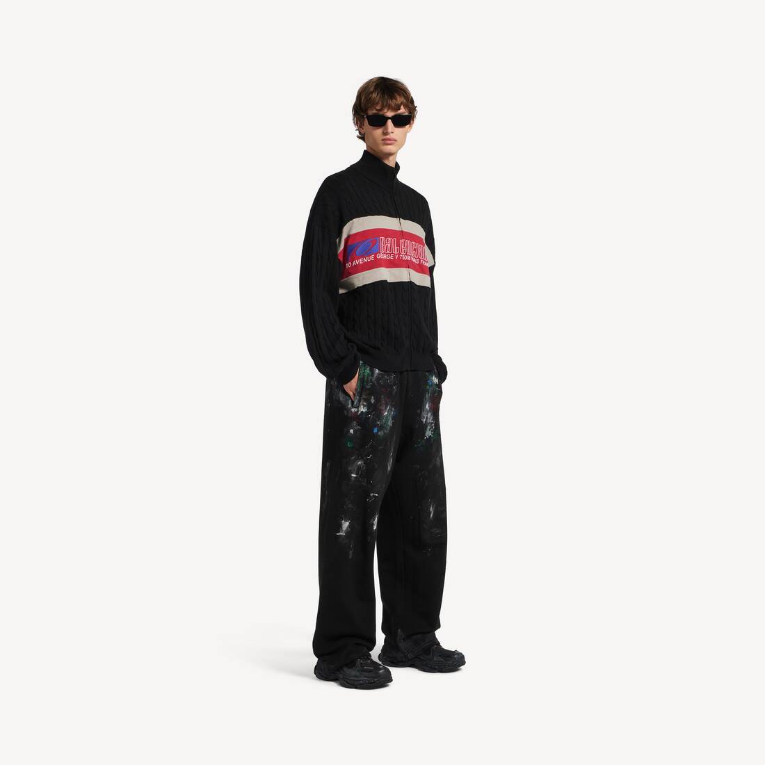 Men's Painter's Shirt Baggy Sweatpants in Black