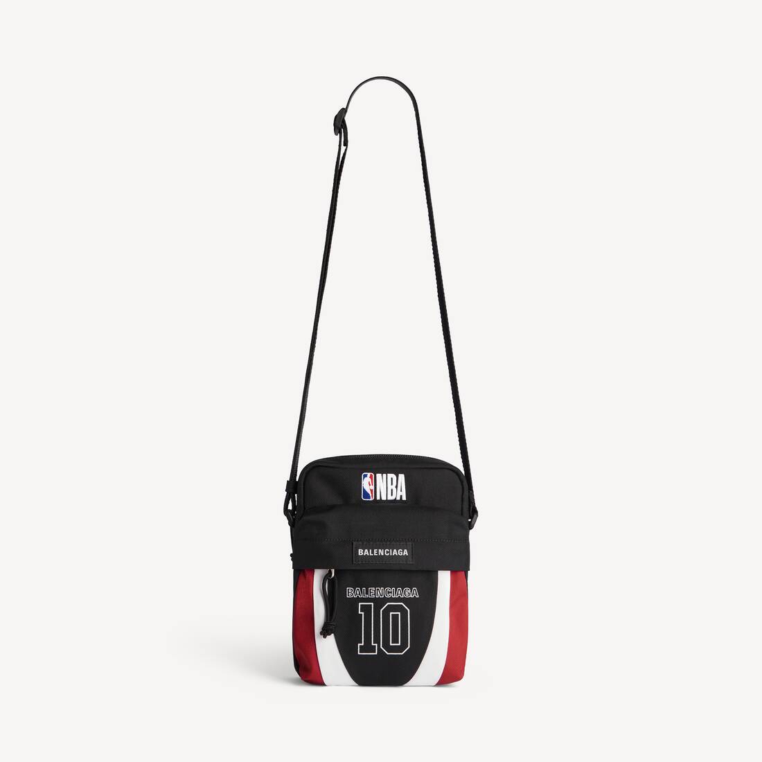 Men's Balenciaga | Nba Collaboration Explorer Crossbody Pouch in Black/white/vermillon Red