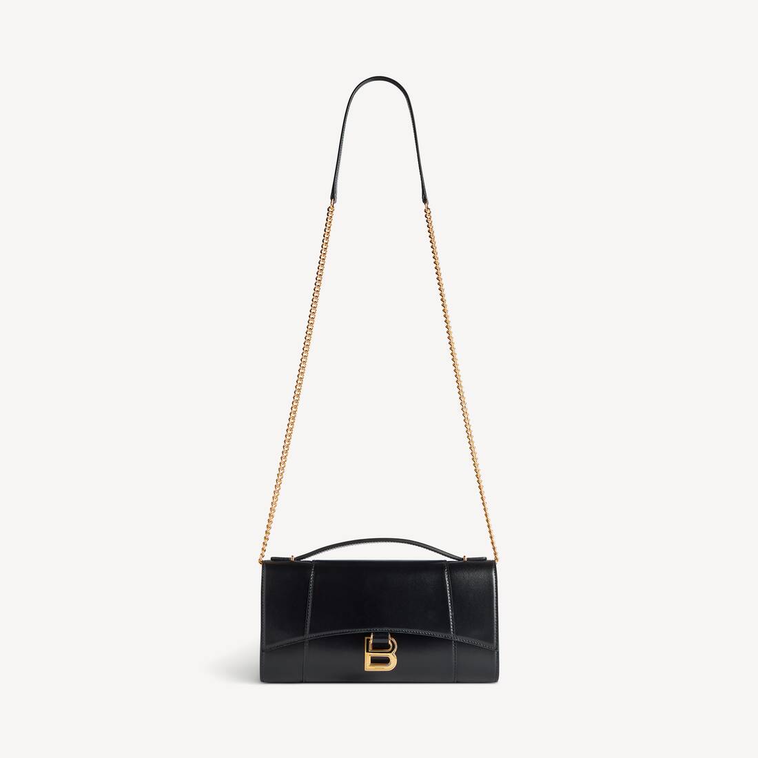 Women's Hourglass Pochette With Chain in Black