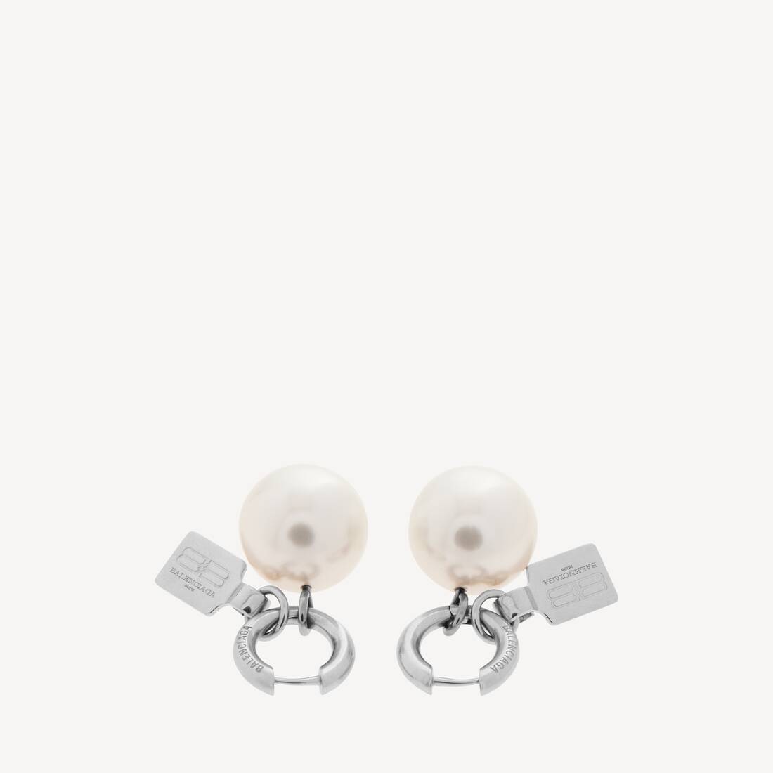 Women's Pearl Earrings in Shiny Silver/white