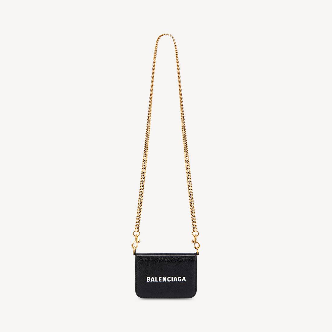 Women's Cash Mini Wallet On Chain in Black/white