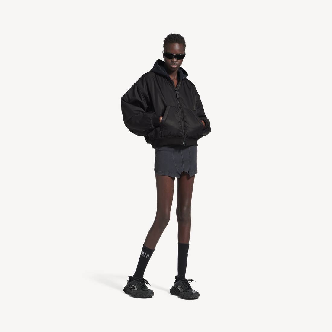 Hooded Bomber in Black