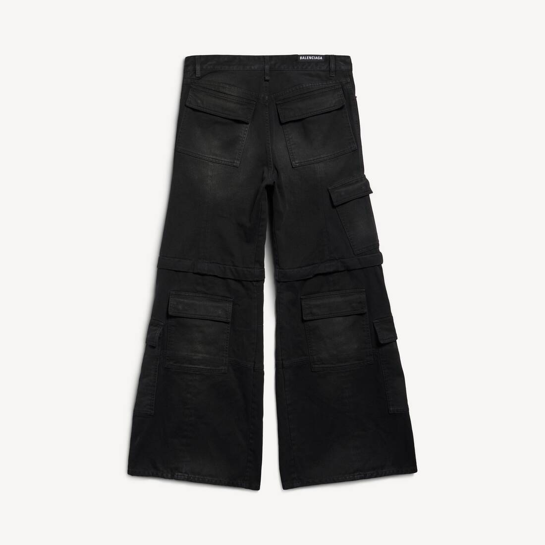 Flared Cargo Pants in Black