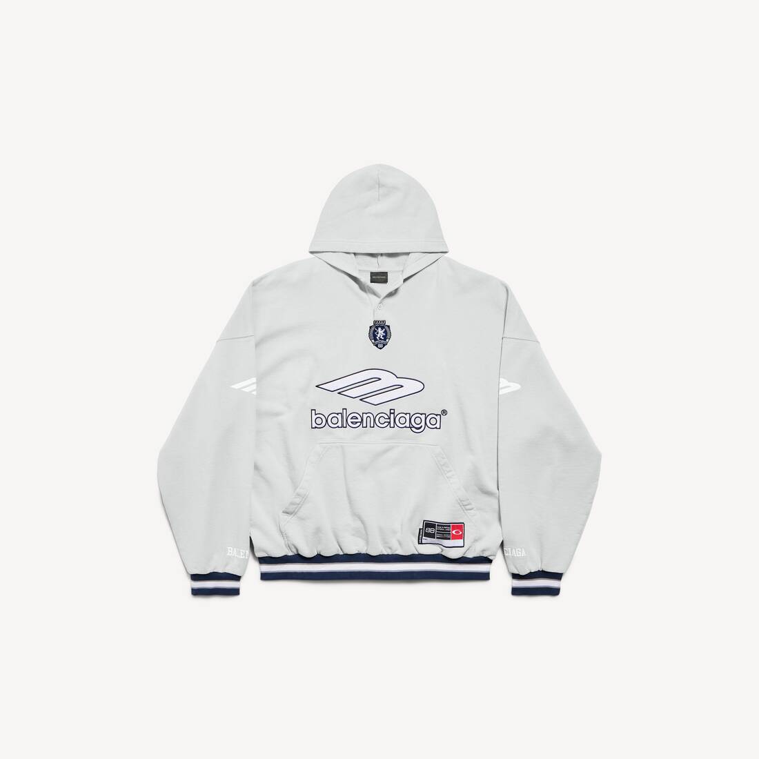 Men's 3b Football Polo Hoodie in Grey/white