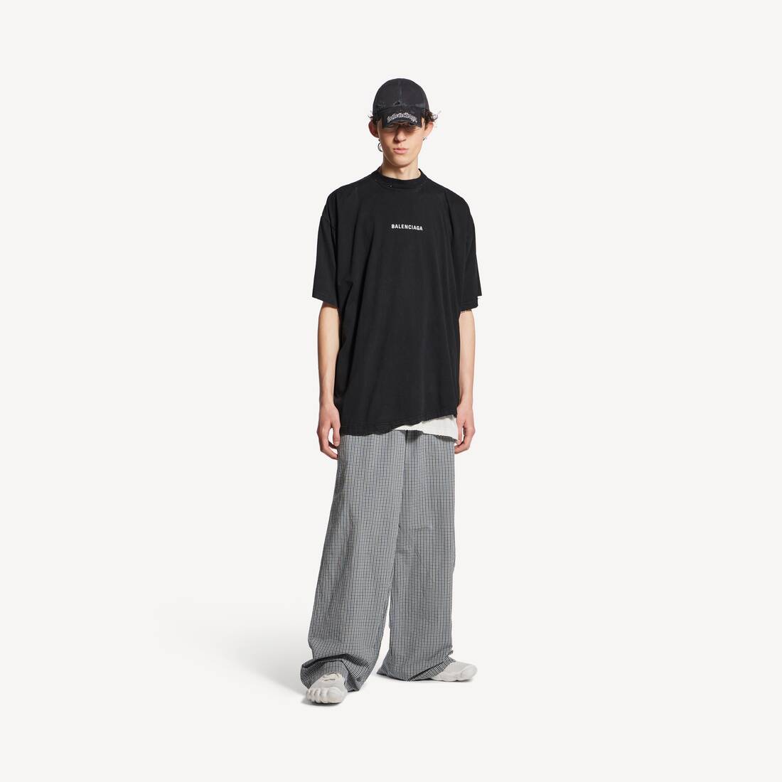 Men's Balenciaga Back Double T-shirt in Faded Black