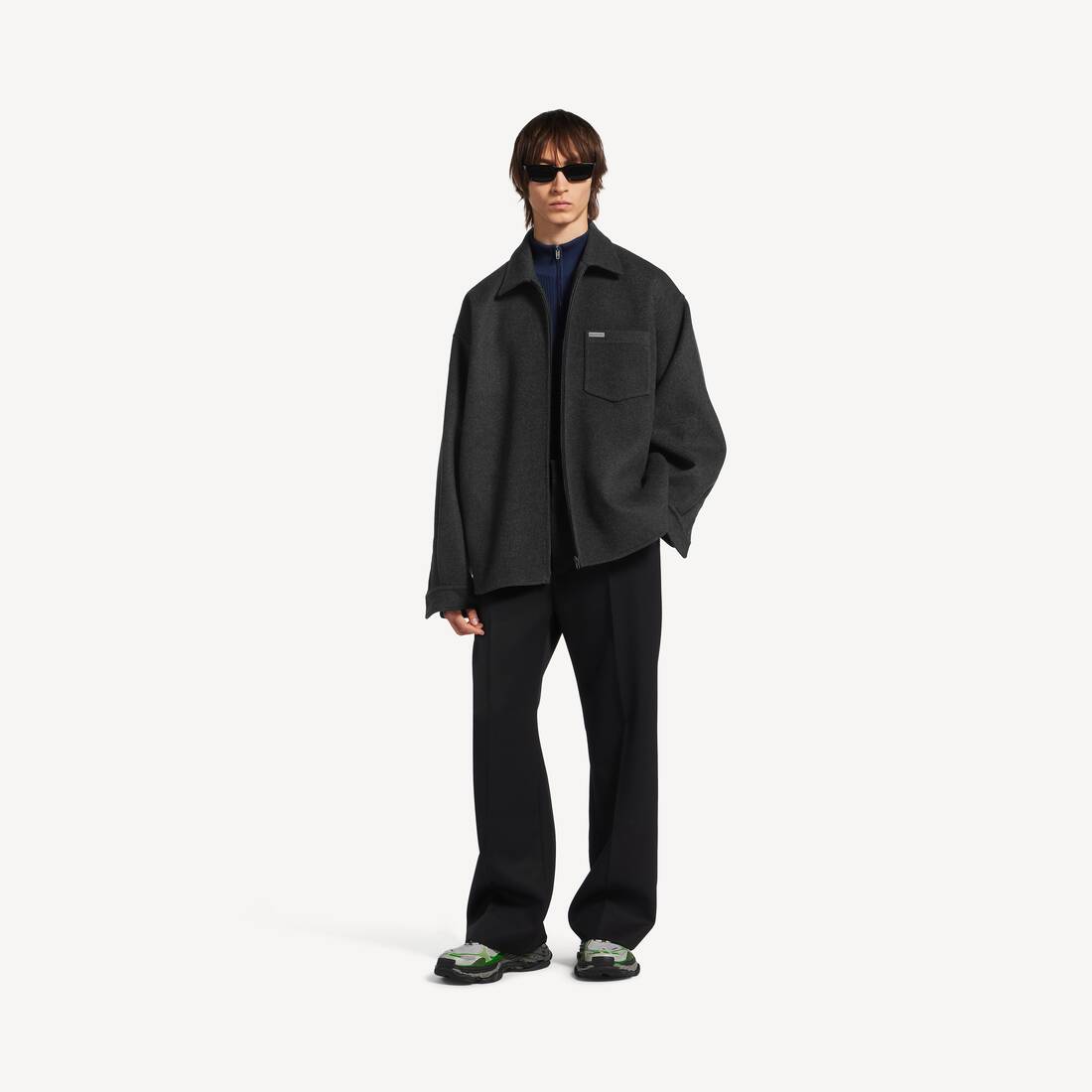 Men's Brushed Wool Overshirt in Heather Grey