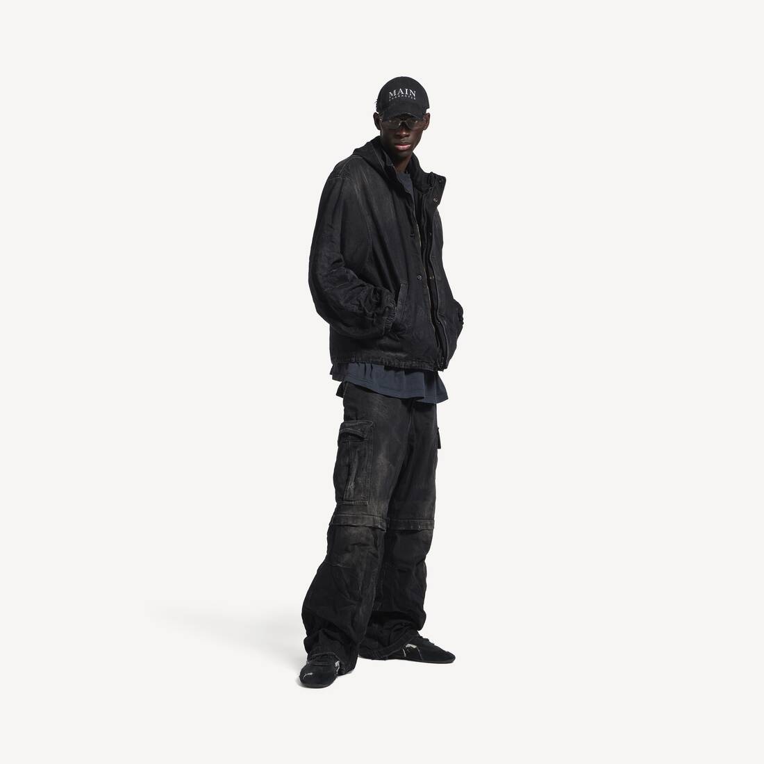 Men's Hooded Workwear Jacket in Black