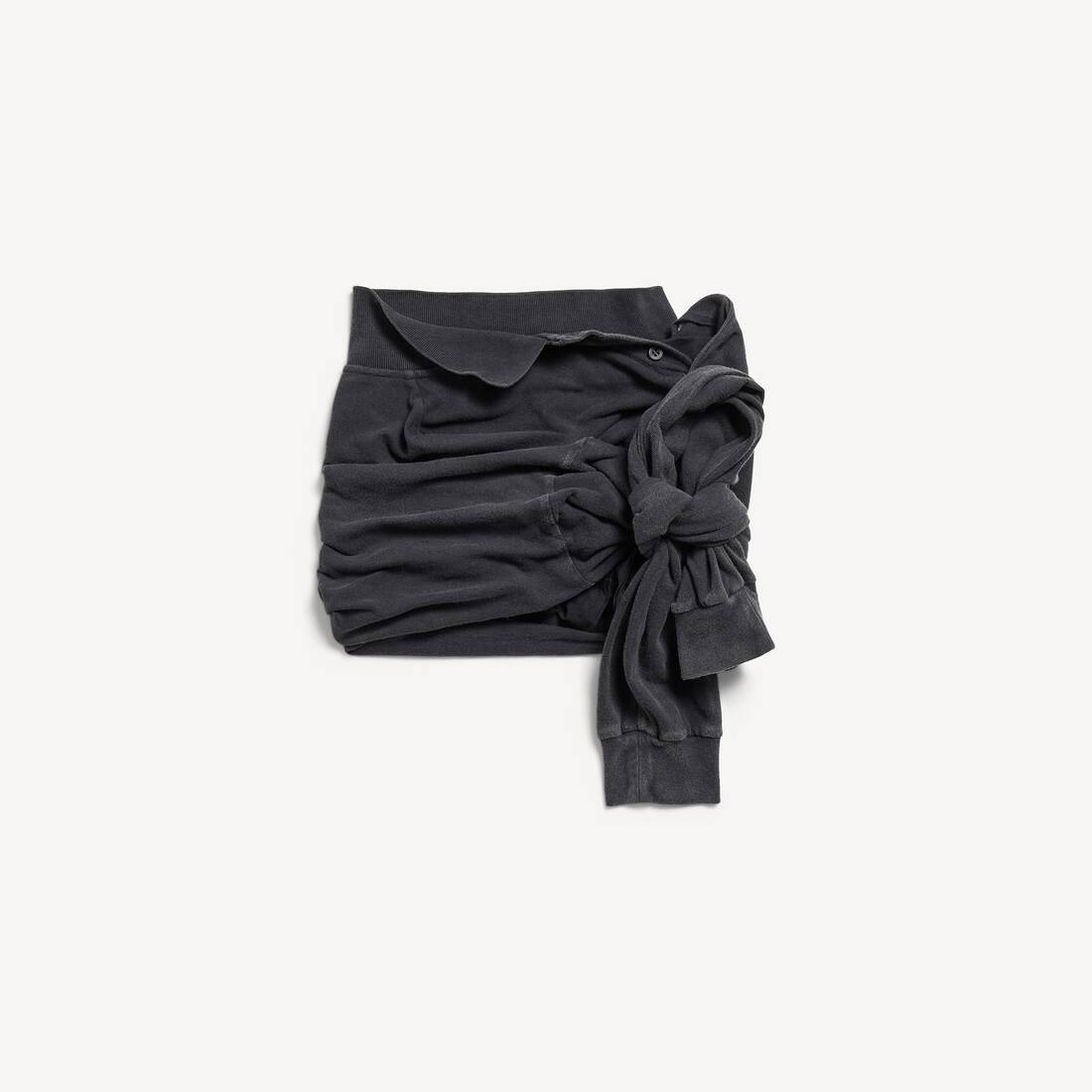Women's Knotted Polo Skirt in Faded Black