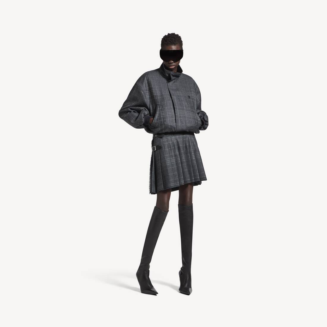 Women's Pleated Mini Skirt in Grey