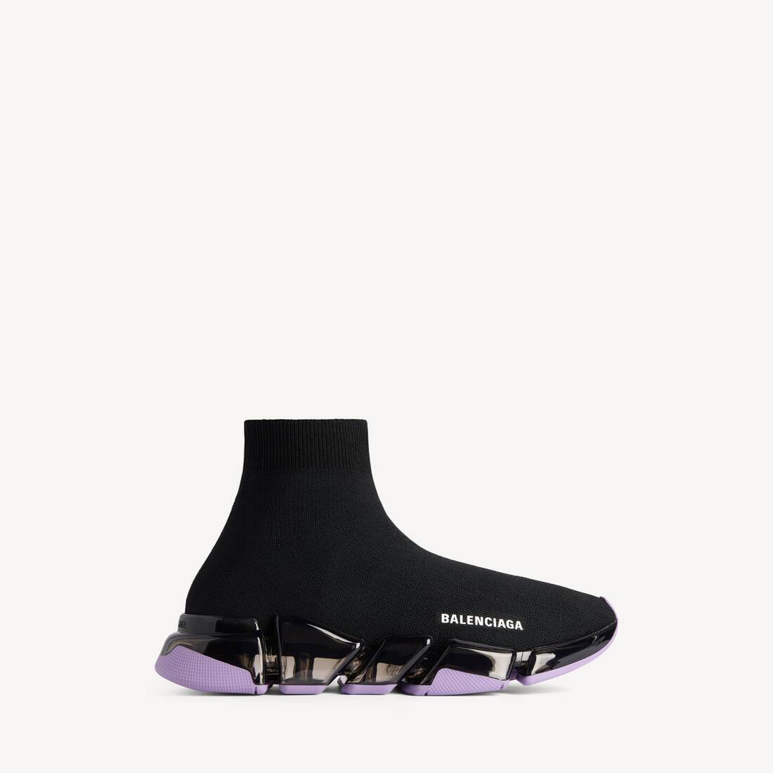 Women's Speed 2.0 Full Clear Sole Recycled Knit Sneaker in Black/lilac