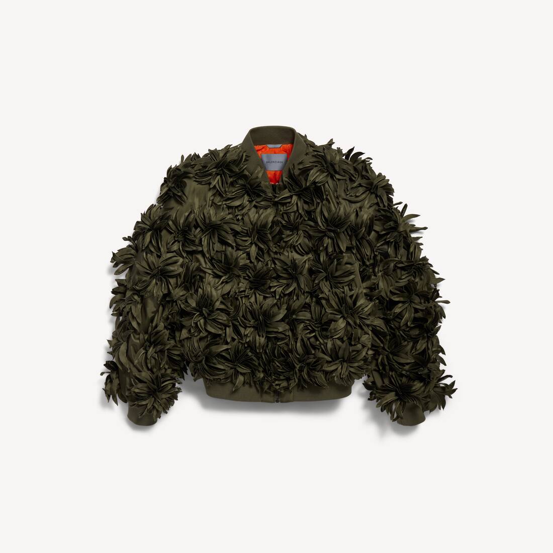 Women's Flowers Cocoon Bomber in Khaki