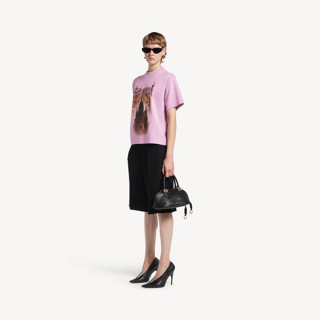 Women's Balenciaga Sacré Cœur T-shirt Medium Fit in Old Pink