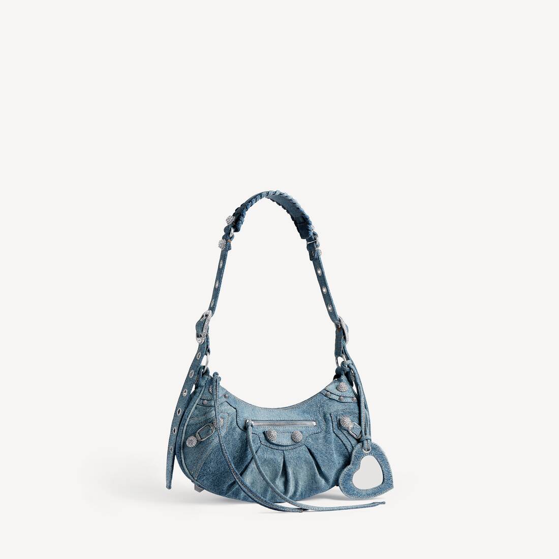 Women's Le Cagole Shoulder Bag Small With Rhinestones in Blue