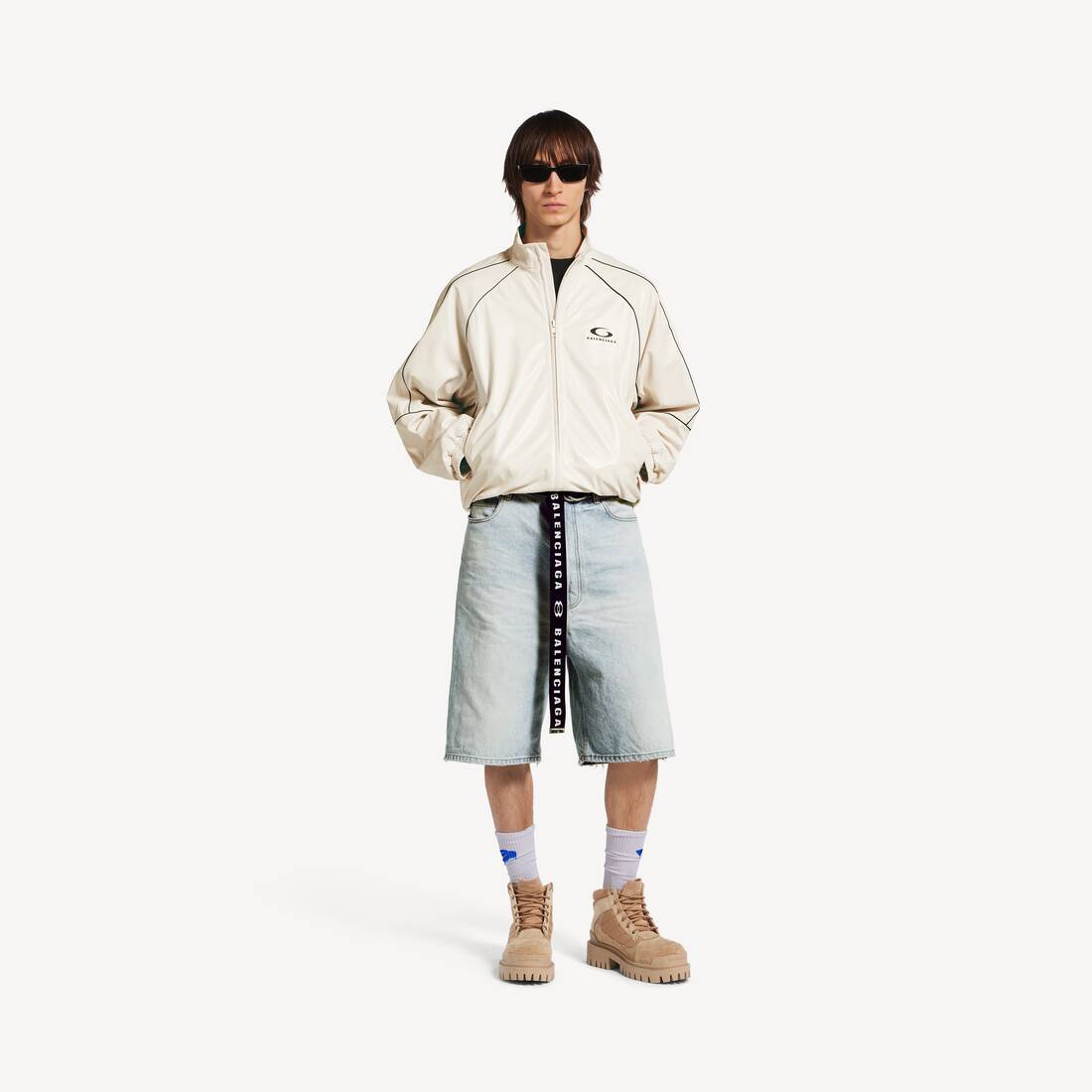 Men's Belted Shorts in Light Blue