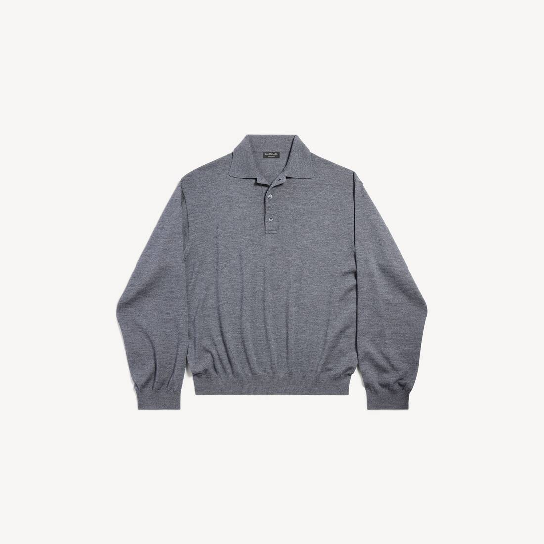 Men's Poloneck Sweater in Heather Grey