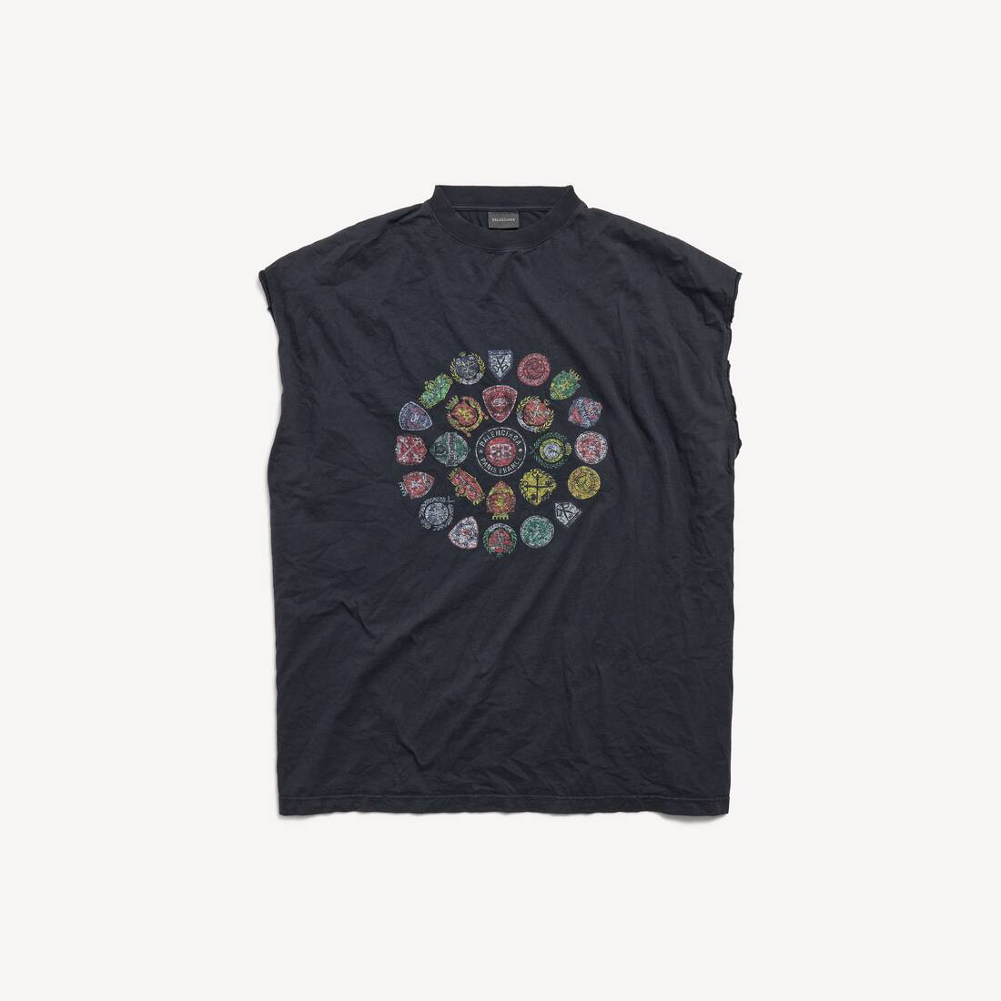 Men's Spiral Crest Sleeveless T-shirt in Faded Black