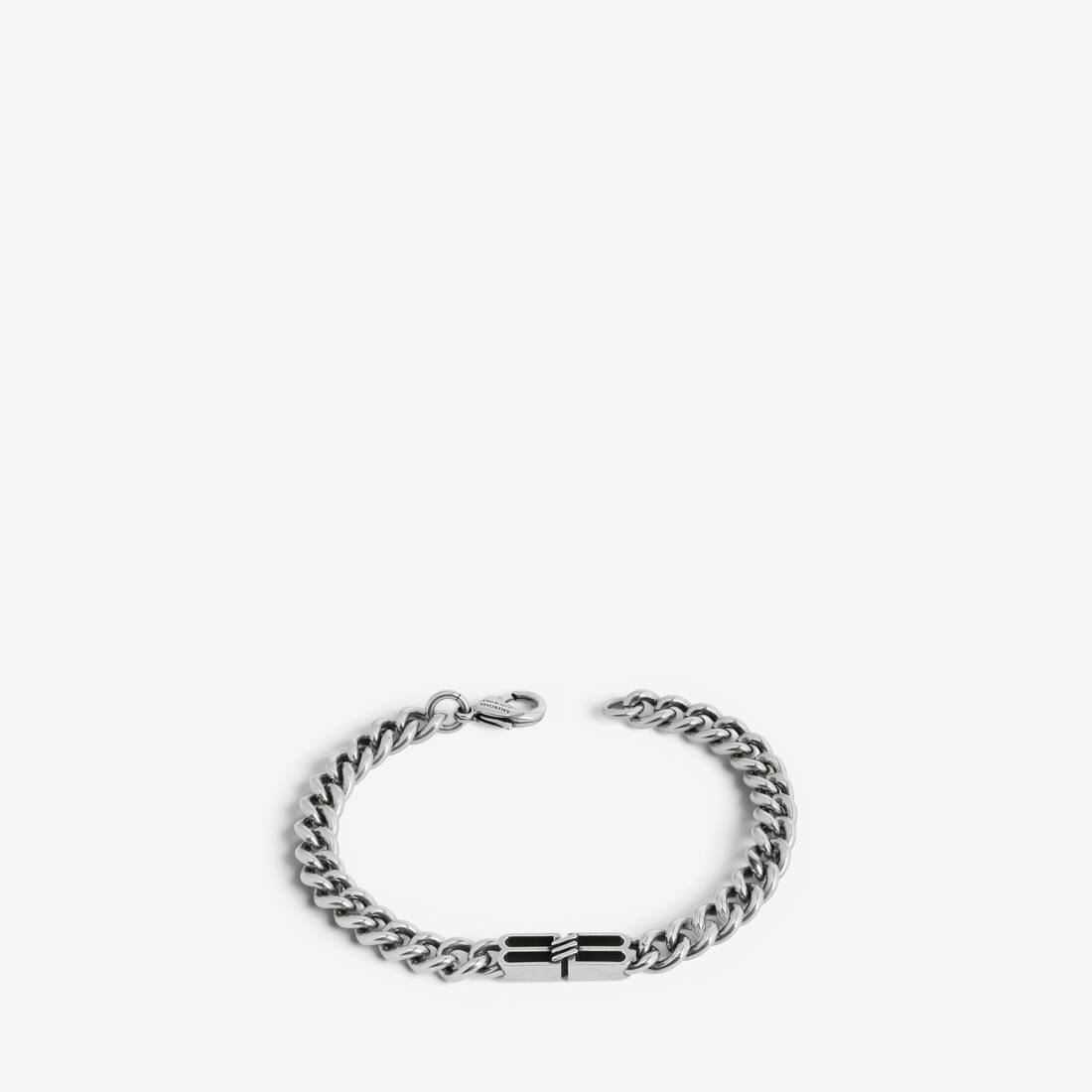 Men's Bb Icon Thin Gourmette Bracelet in Antique Silver