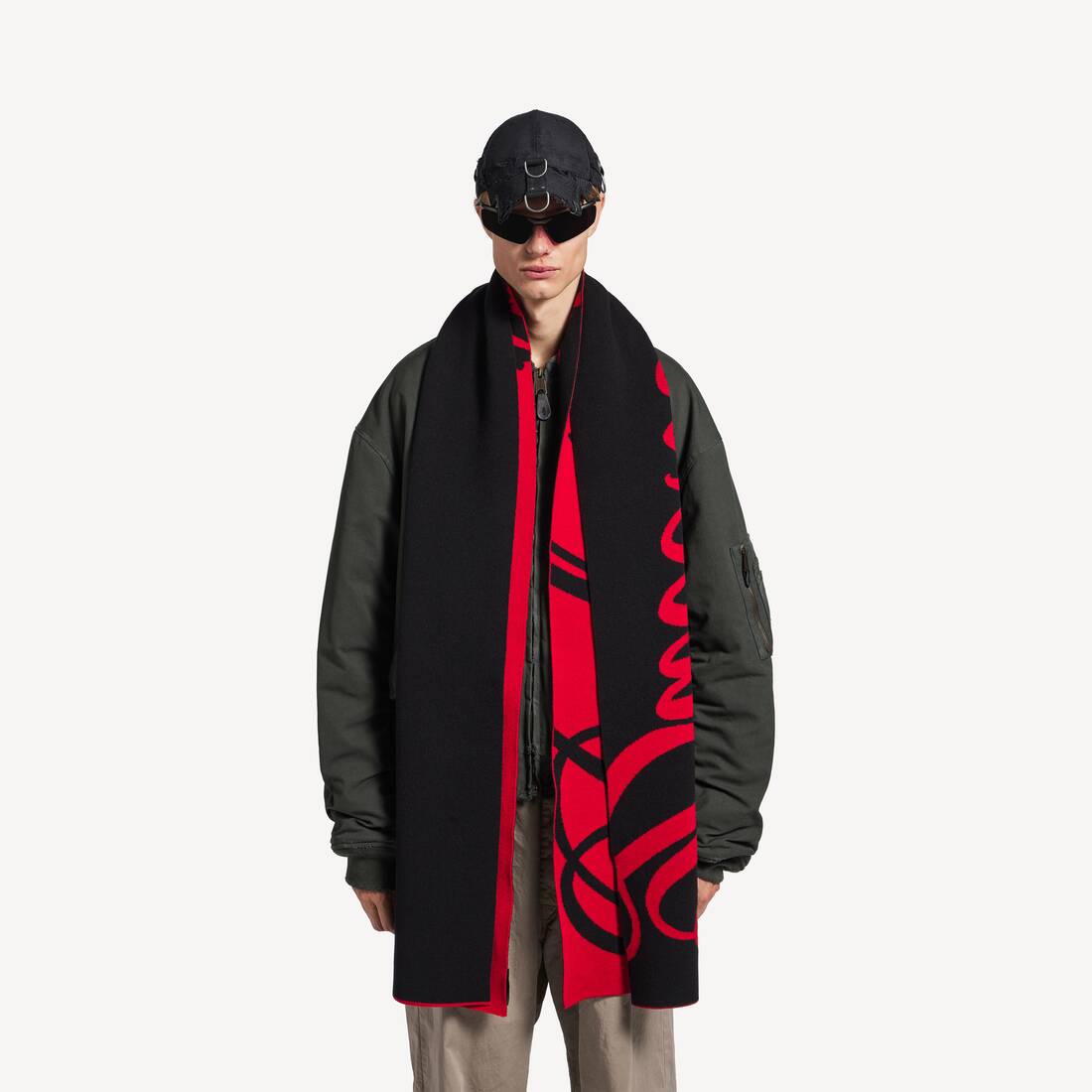 Men's Big B Scarf in Red/black