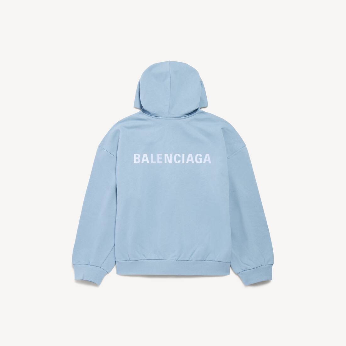 Men's Balenciaga Back Zip-up Hoodie Regular Fit in Light Blue/white