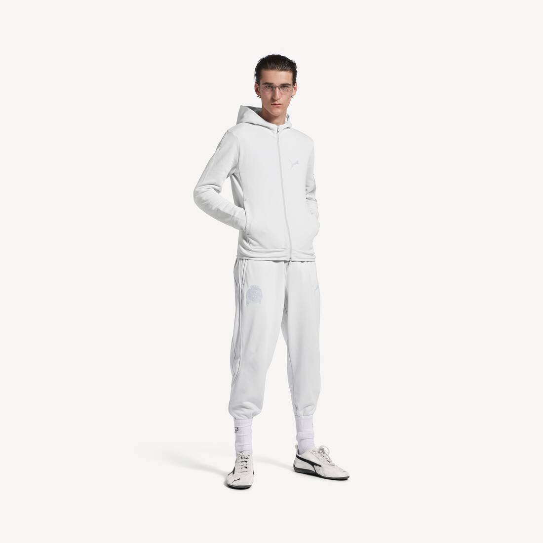 Balenciaga I Puma Hooded Fitted Tracksuit Jacket in White