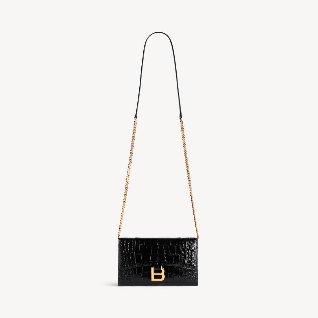 Women's Hourglass Wallet On Chain in Black