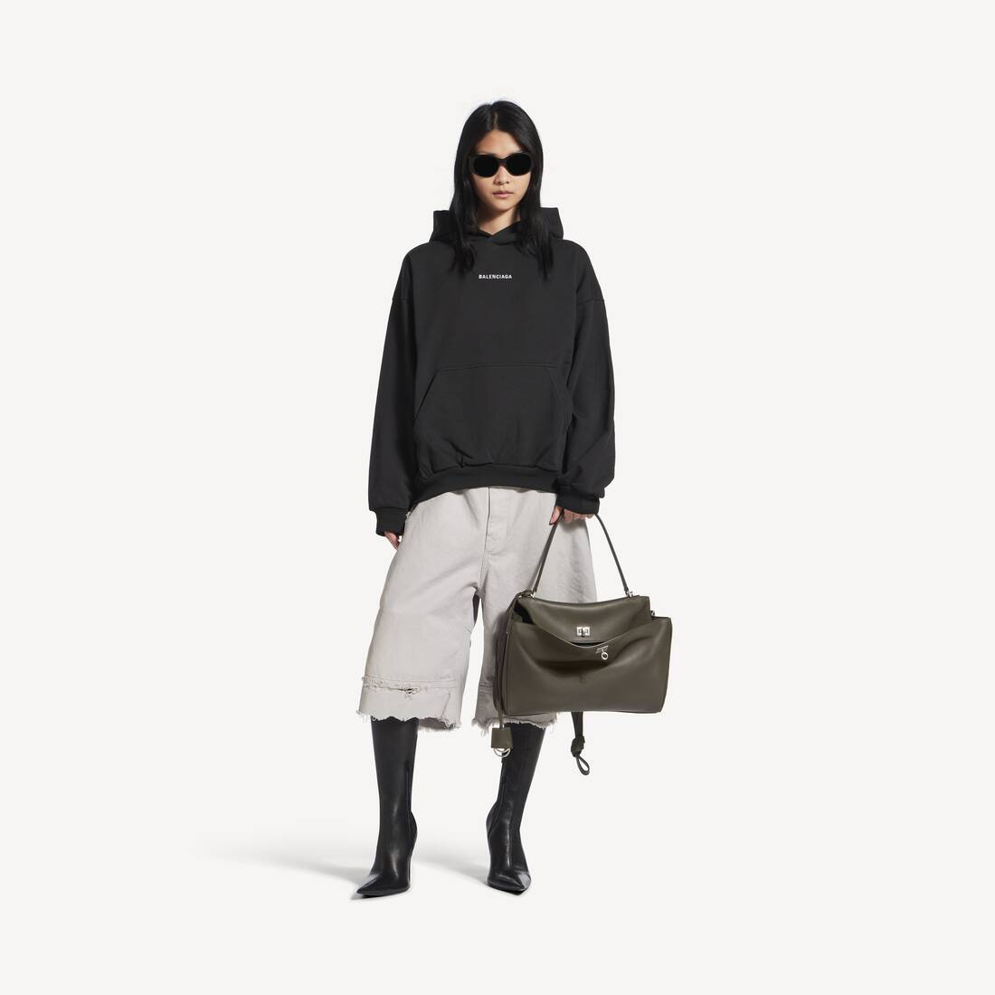 New Balenciaga Back Hoodie Medium Fit in Black