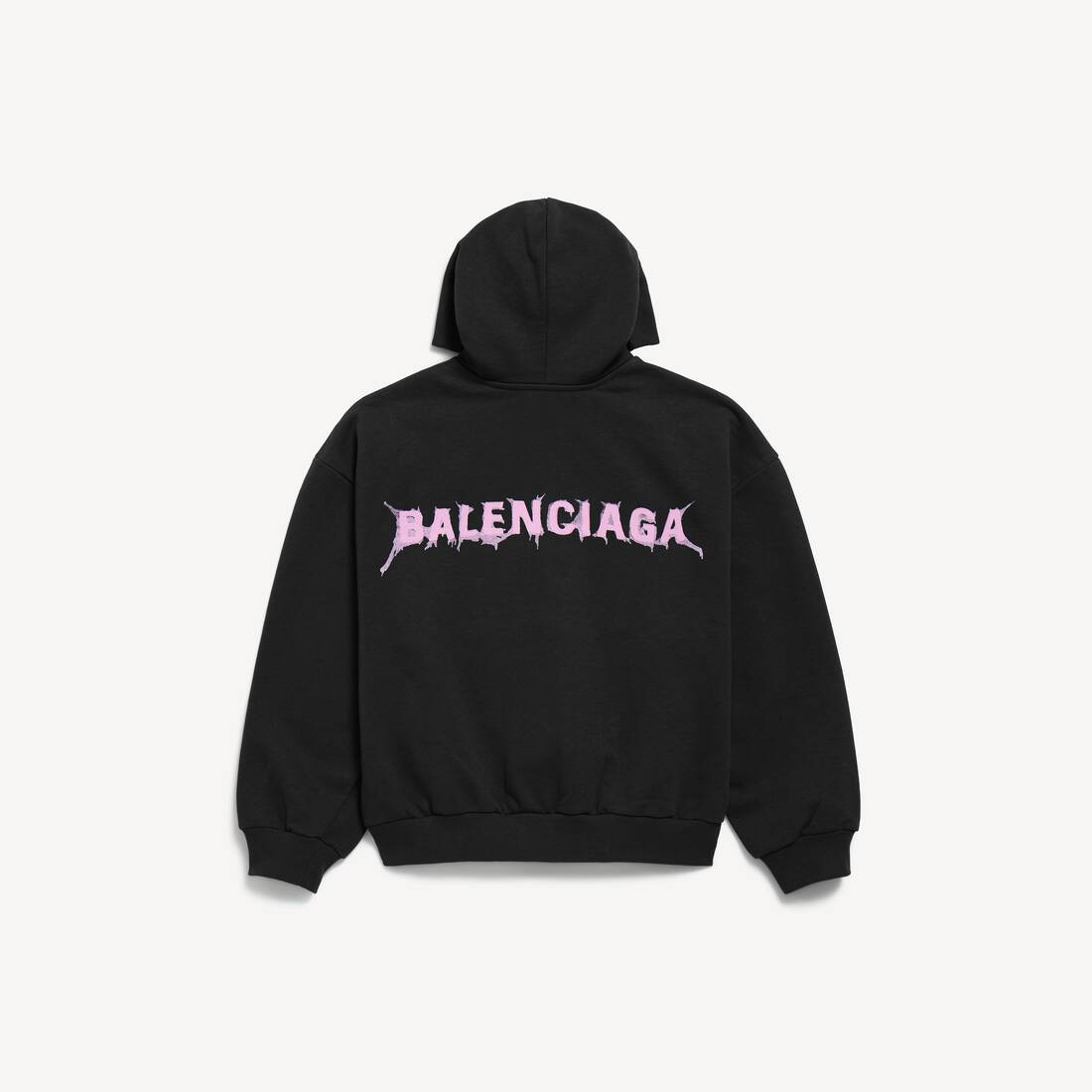 Men's Diy Balenciaga Back Zip-up Hoodie Regular Fit in Black