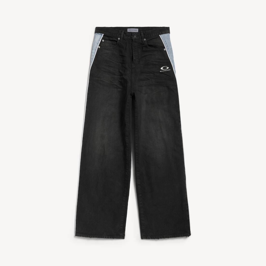 Men's Piping Detail Denim Pants in Black